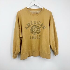 American Eagle Outfitters Yellow Tiger Sweatshirt Size Large Cozy Basics